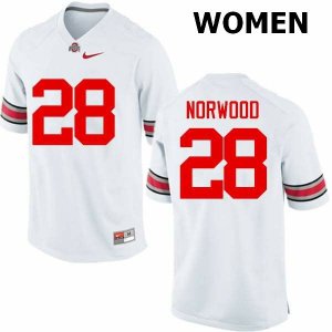 NCAA Ohio State Buckeyes Women's #28 Joshua Norwood White Nike Football College Jersey QJF2045DP